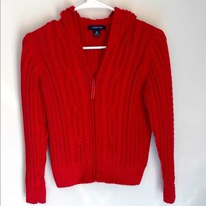 Lands' End Bright Red Hooded Cardigan
